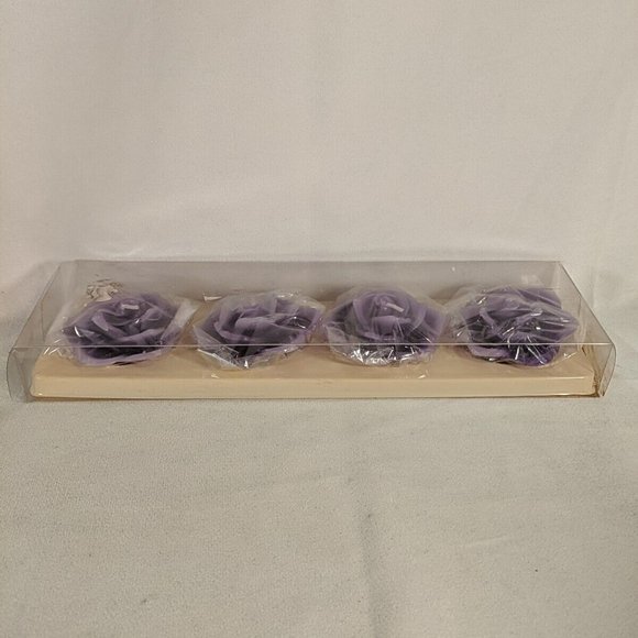 Purple Gold Floral Floating Candles Flowers Roses Tealights 4 sets 17 Candles - Picture 5 of 10